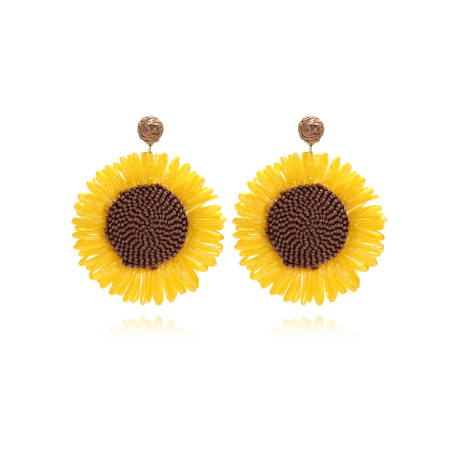 Boucles d'oreilles pendantes en raphia Sweet Flower pour femme, collection romantique