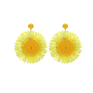 Boucles D'Oreilles Pendantes En Raphia Sweet Flower Pour Femme, Collection Romantique h5 Image2