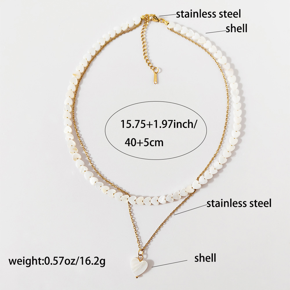 Colliers Superposés Pour Femmes Avec Coquillages En Forme De Cœur