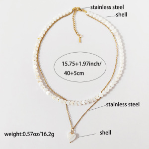 Colliers Superposés Pour Femmes Avec Coquillages En Forme De Cœur h5