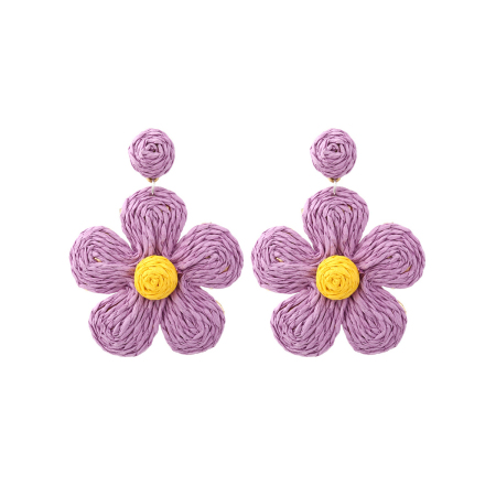 Boucles d'oreilles pendantes en raphia Sweet Flower pour femme, collection romantique 2