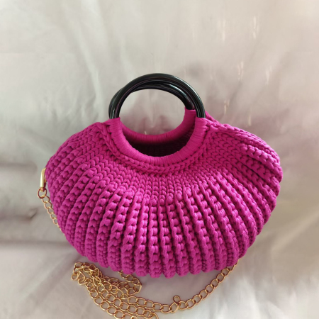 Sac rond tissé uni style vacances pour femme