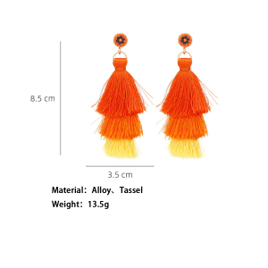 Boucles D'Oreilles Pendantes Pour Femmes, Collection Ethnique, Avec Pompons Et Fils. h5