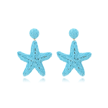 Boucles d'oreilles pendantes en raphia étoile de mer, style océan, collection Simple Series.