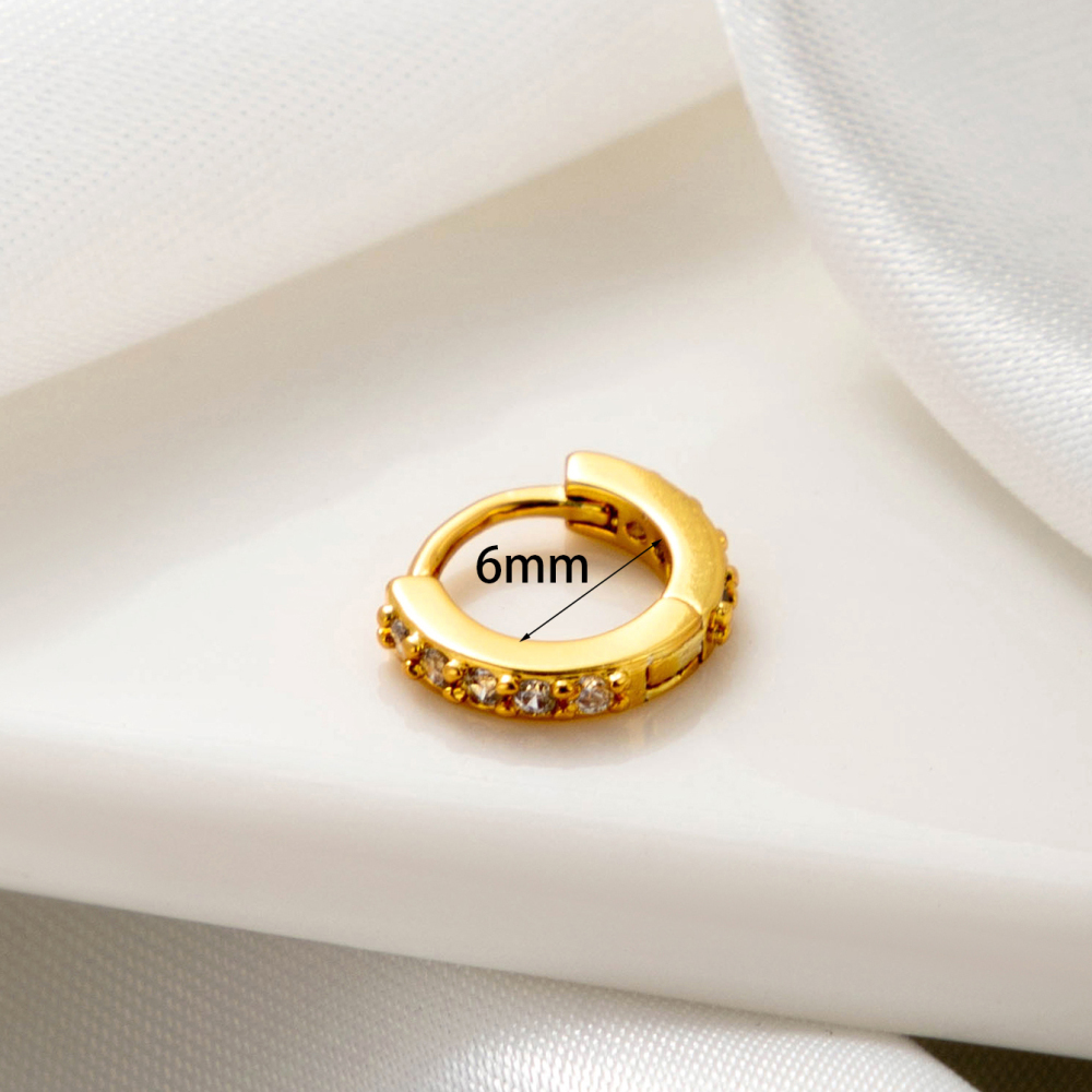 1 Pièce De Boucles D'Oreilles Créoles Géométriques Simples En Cuivre Sans Placage Pour Femmes, En Zircone