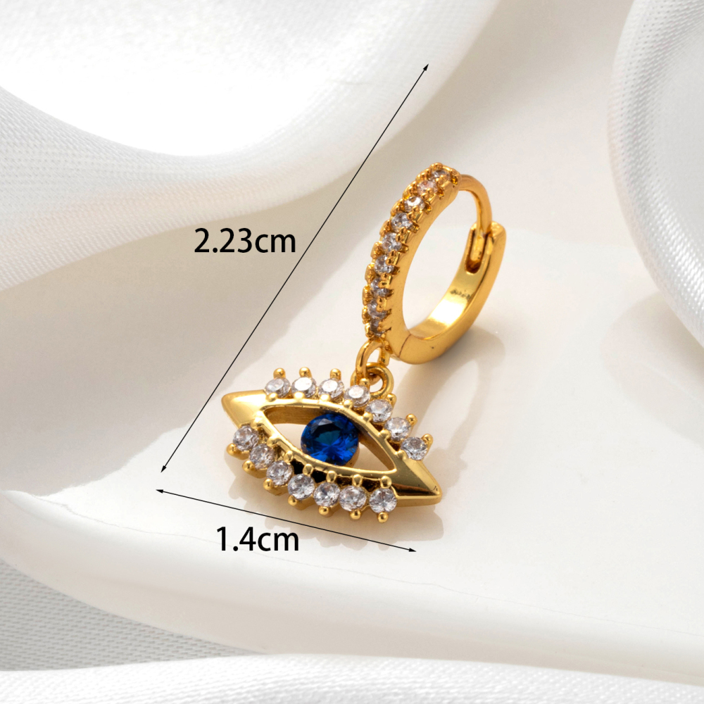 Boucles D'Oreilles Piercing Pour Femme, Collection Simple, Classique, Œil, En Cuivre Sans Placage, Avec Zircon. 
