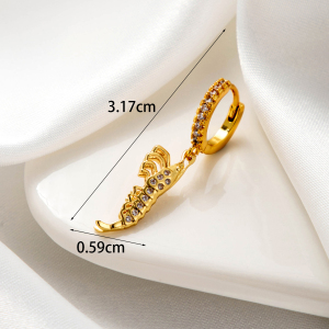 Boucles D'Oreilles Piercing Femme Simple Series Classic Cross En Cuivre Sans Plaquage, Ornées De Zircon h5