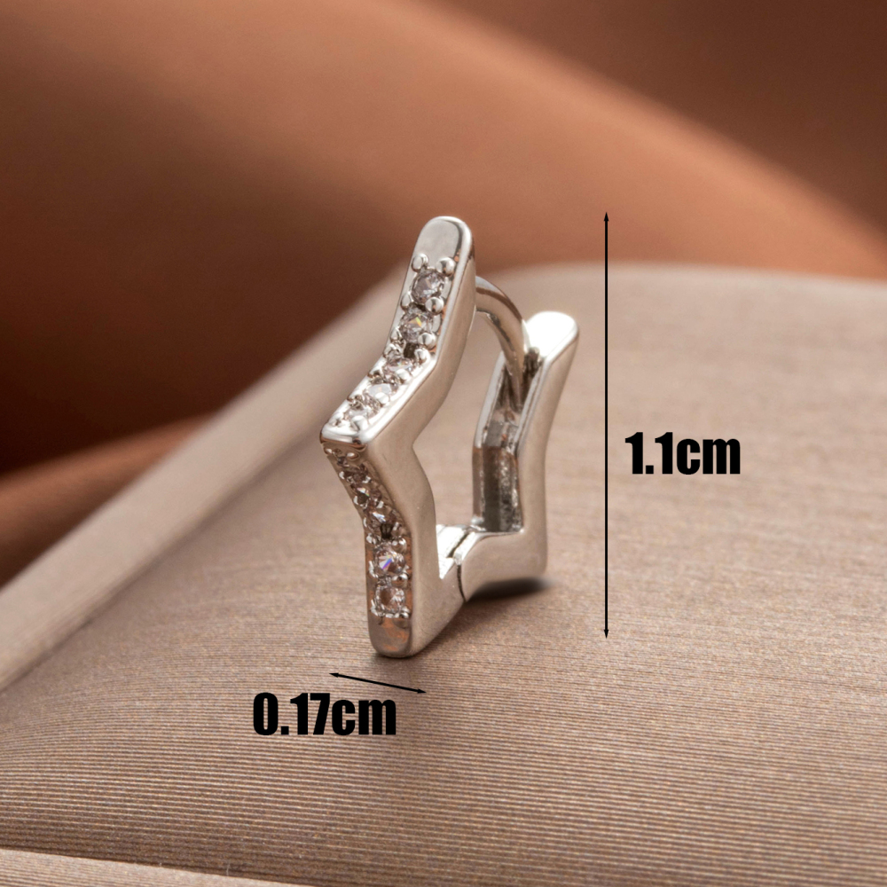 Boucles D'Oreilles Piercing Femme, Collection Simple Series Classic Geometric, En Cuivre Sans Placage, Avec Zircon. 