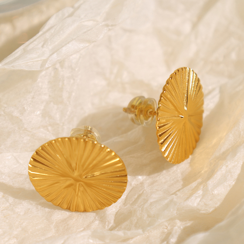 1 Paire De Boucles D'Oreilles À Tige Géométriques Rétro En Acier Inoxydable Plaqué Or  Pour Femme 