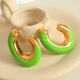 Boucles d'oreilles en or et huile goutte verte EH720 Image2