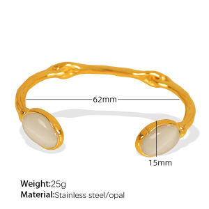 Bracelet Géométrique Simple En Acier Inoxydable Plaqué Or Avec Strass Pour Femme, 1 Pièce h5