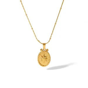 1 Pièce De Collier Pendentif Rond Géométrique Vintage Classique En Acier Inoxydable Plaqué Or  Avec Motif Rose D'Amour Pour Un Usage Quotidien Pour Femme h5 