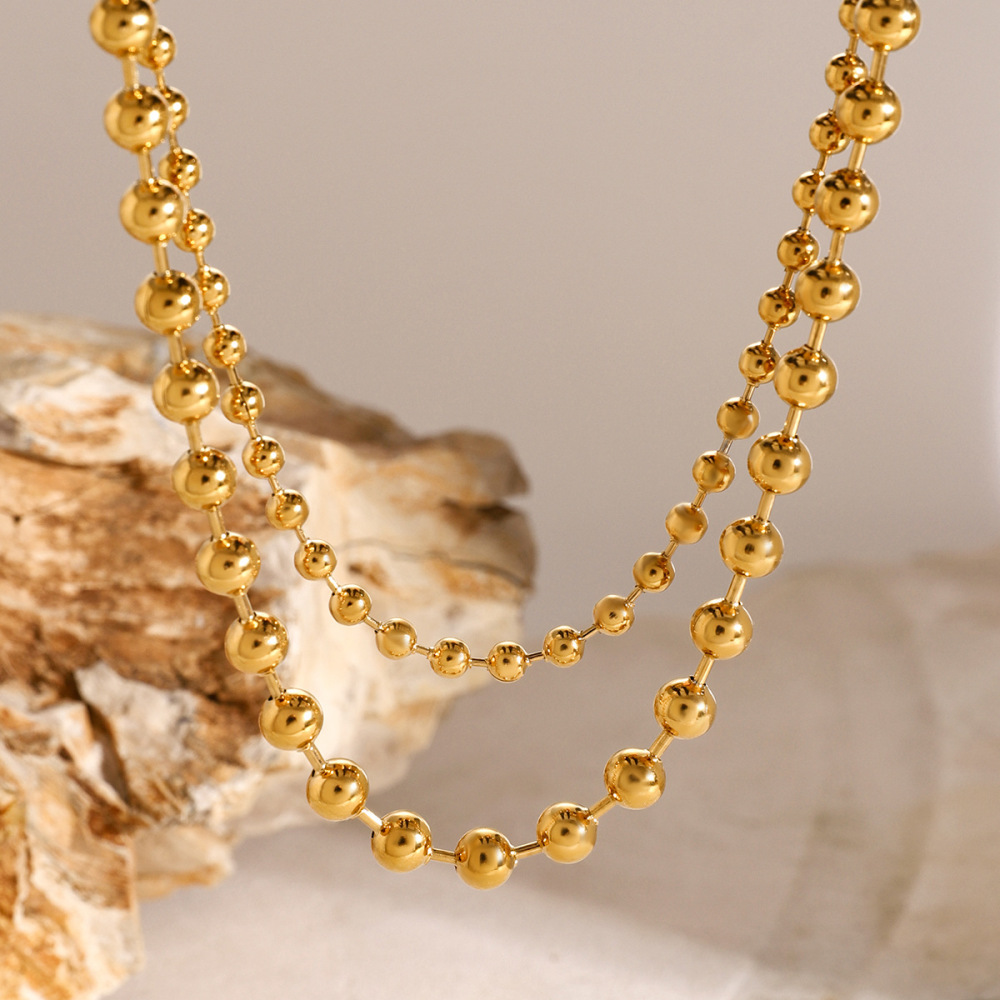 Collier De Perles Pour Femme En Acier Inoxydable Plaqué Or , Série Simple, Cœur Simple, 1 Pièce 