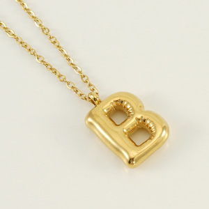 Collier Avec Pendentif En Acier Titane Plaqué Or Pour Femme, Série Simple, Lettre Simple h5