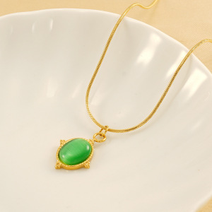Collier Avec Pendentif Géométrique Sexy En Acier Inoxydable Plaqué Or Et Pierre Naturelle, Série Simple, 1 Pièce h5