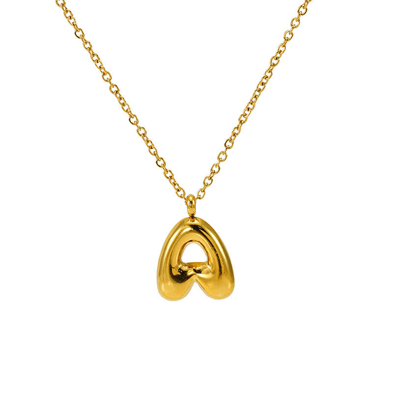 Collier Pendentif Unisexe En Acier Titane Plaqué Or , Série Simple, Lettre Quotidienne 