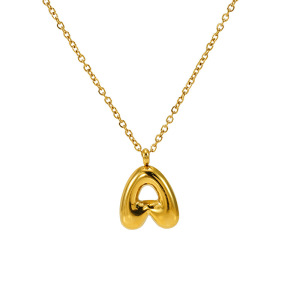Collier Pendentif Unisexe En Acier Titane Plaqué Or , Série Simple, Lettre Quotidienne h5 