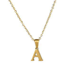 Collier Avec Pendentif En Acier Inoxydable Plaqué Or Pour Femme, Série Simple, Lettre Simple h5