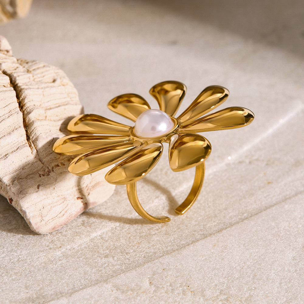 1 Paire De Boucles D'Oreilles Rétro En Acier Inoxydable Plaqué Or Avec Perles Artificielles Pour Femme, Série Classique