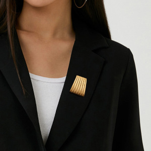 1 Paire De Broches Géométriques Classiques Pour Femme, Série Simple, En Acier Inoxydable Plaqué Or h5