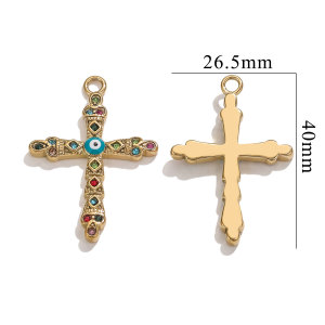 1 Paire De Pendentifs Croix Rétro Plaqués Or  Pour Femme, Série Classique h5 