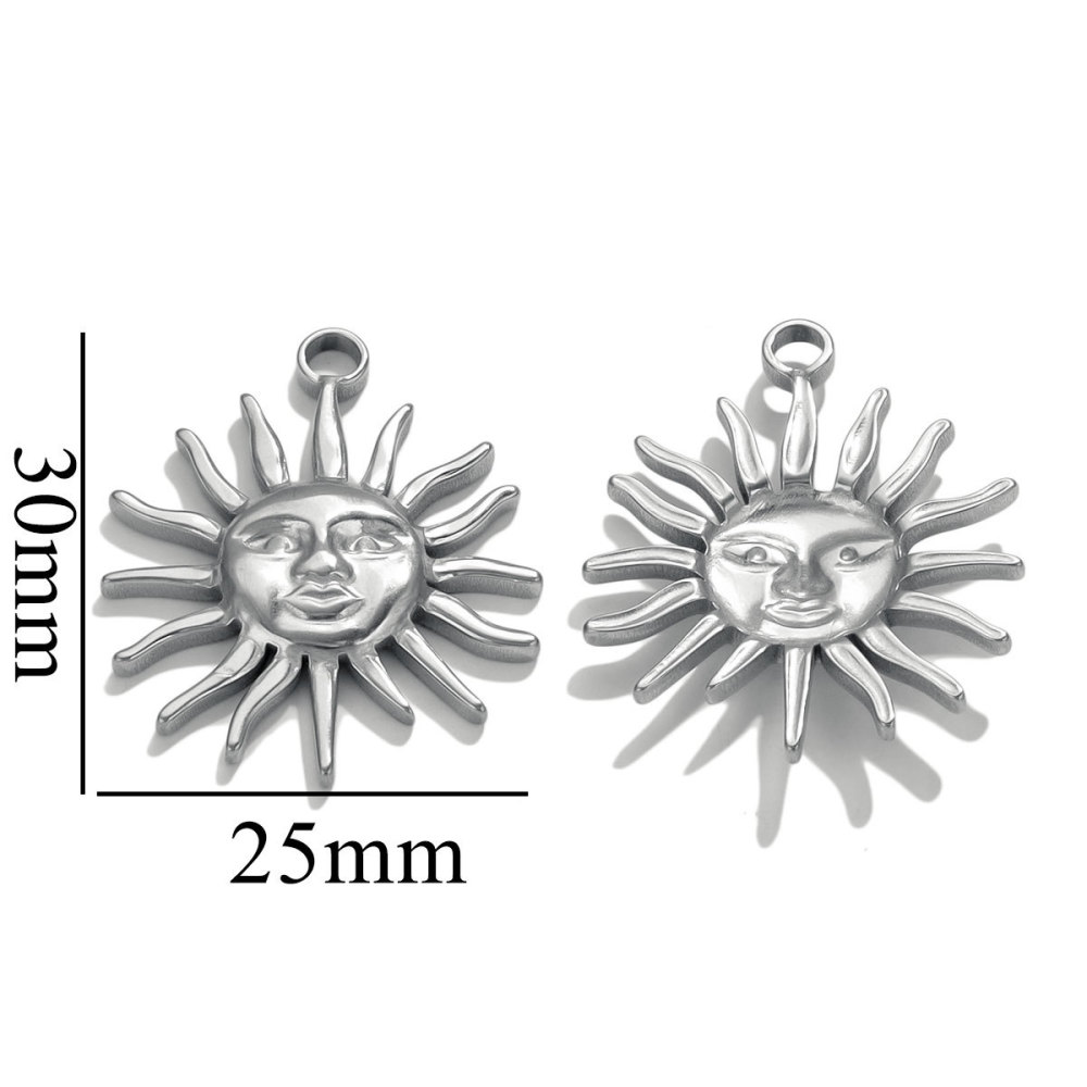 1 Paire De Pendentifs Rétro Soleil/Lune Pour Femme, Série Simple, Plaqués Or  
