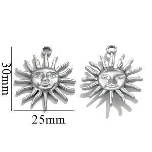 1 Paire De Pendentifs Rétro Soleil/Lune Pour Femme, Série Simple, Plaqués Or  h5 