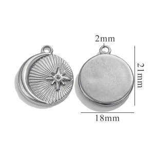 1 Paire De Pendentifs Rétro Soleil/Lune Pour Femme, Série Simple, Plaqués Or  h5 