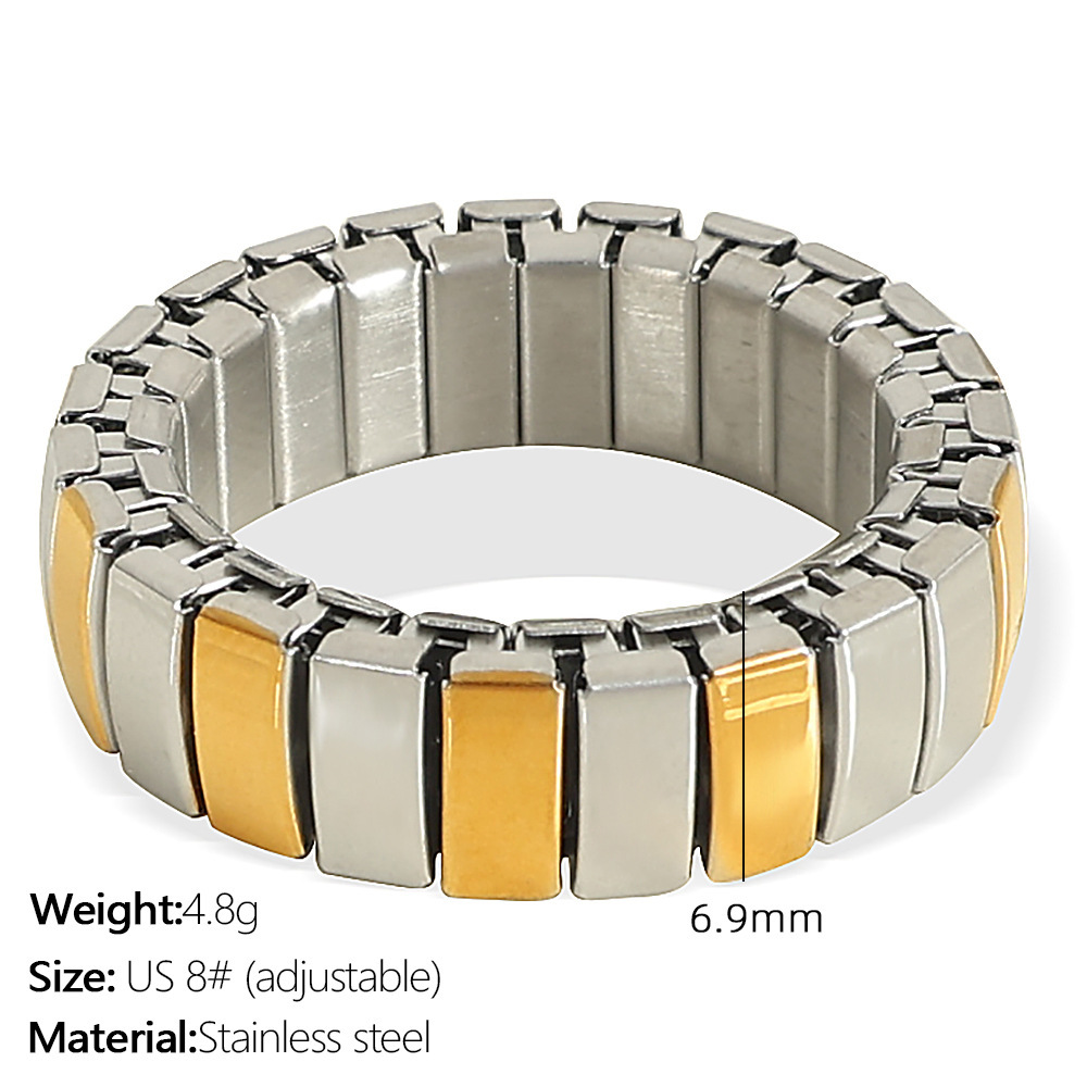 Bracelet Chaîne Pour Femme En Acier Inoxydable Plaqué Or , Style Patchwork Punk, Série Simple, 1 Pièce