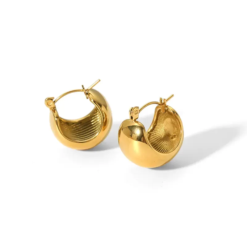 1 Paire De Boucles D'Oreilles Sphériques Polies En Acier Inoxydable Plaqué Or Simples Et Classiques Pour Bijoux Pour Femmes À Porter Au Quotidien