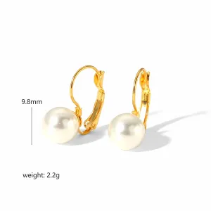 1 Paire De Boucles D'Oreilles En Perles En Acier Inoxydable Plaqué Or Élégantes Et À La Mode Pour Femmes À Porter Au Quotidien h5 Image2