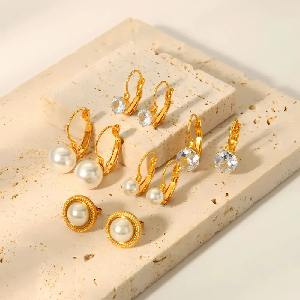 1 Paire De Boucles D'Oreilles En Perles En Acier Inoxydable Plaqué Or Élégantes Et À La Mode Pour Femmes À Porter Au Quotidien