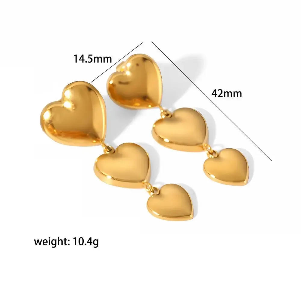 1 Paire De Boucles D'Oreilles Classiques En Acier Inoxydable Plaqué Or  En Forme De Cœur Géométrique Brillant Pour Bijoux Pour Femmes À Porter Au Quotidien Image2