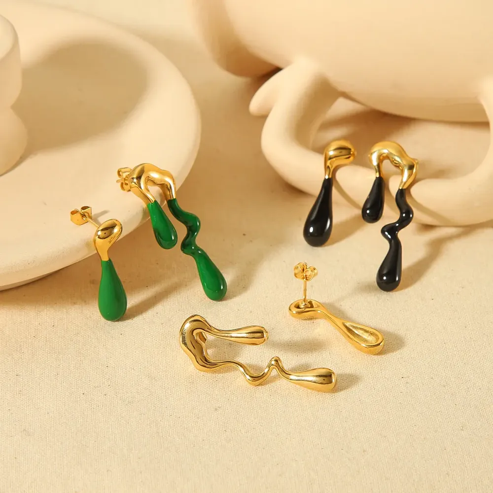 1 Paire De Boucles D'Oreilles À Tige Géométriques Rétro En Acier Inoxydable Plaqué Or  Pour Femme, Série Classique 