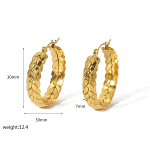 1 Paire De Boucles D'Oreilles Créoles Géométriques Quotidiennes En Acier Inoxydable Plaqué Or Pour Femme h5 Image2