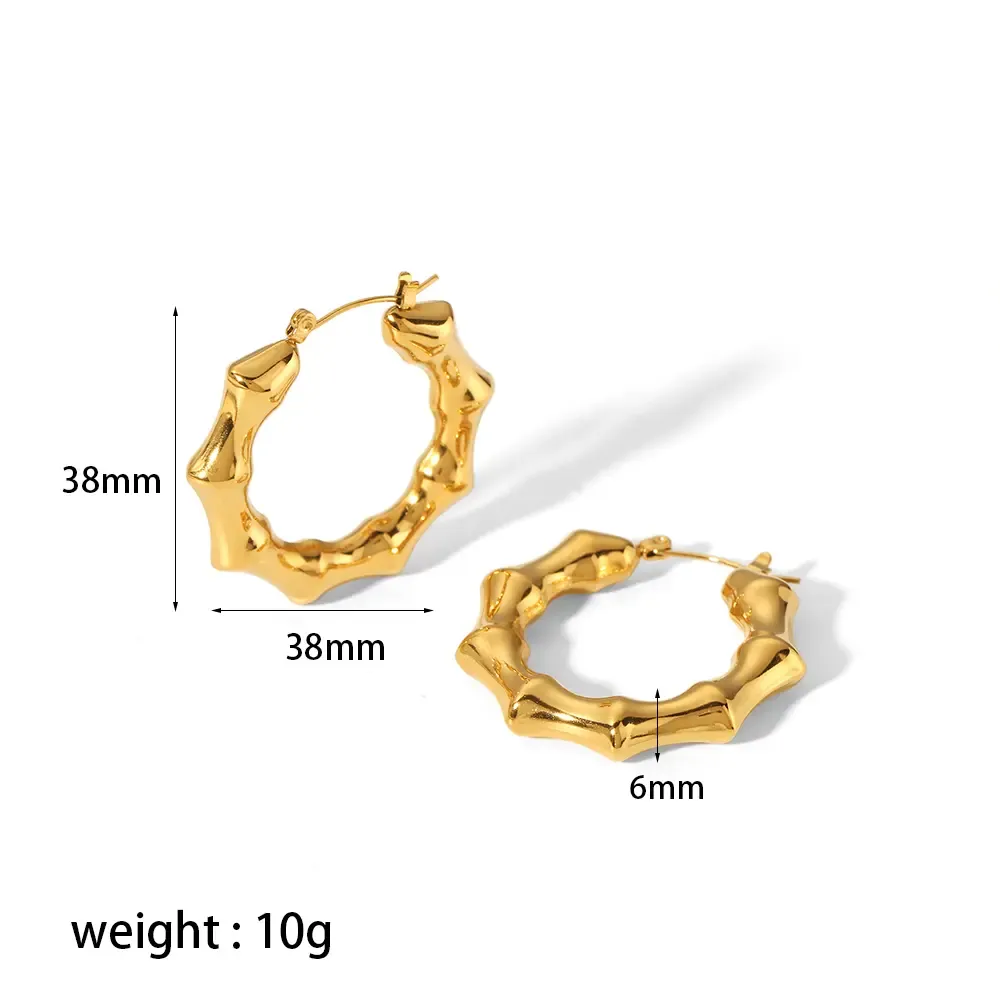 1 Paire De Boucles D'Oreilles Creuses Multi-Faces En Acier Inoxydable Plaqué Or Pour Bijoux Pour Femmes À Porter Au Quotidien Image2