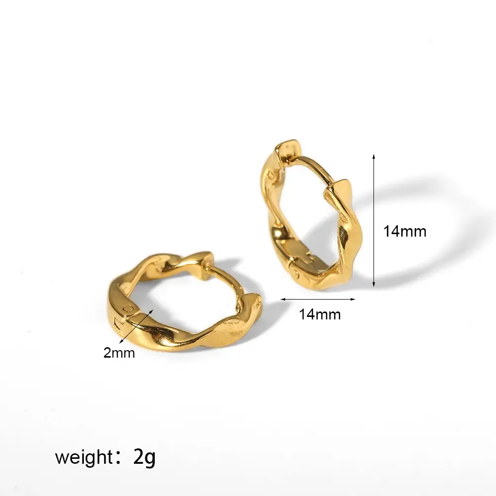 1 Paire De Boucles D'Oreilles Créoles Torsadées Exquises Et Simples En Acier Inoxydable Plaqué Or  Pour Bijoux Pour Femmes À Porter Au Quotidien Image2