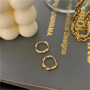 1 Paire De Boucles D'Oreilles Créoles Torsadées Exquises Et Simples En Acier Inoxydable Plaqué Or  Pour Bijoux Pour Femmes À Porter Au Quotidien h5 