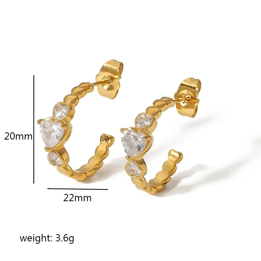 1 Paire De Boucles D'Oreilles À Tige En Acier Inoxydable Plaqué Or  Pour Femme, Série Simple Sweet Heart Image2