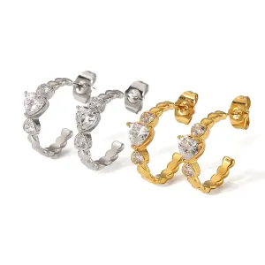1 Paire De Boucles D'Oreilles À Tige En Acier Inoxydable Plaqué Or  Pour Femme, Série Simple Sweet Heart h5 