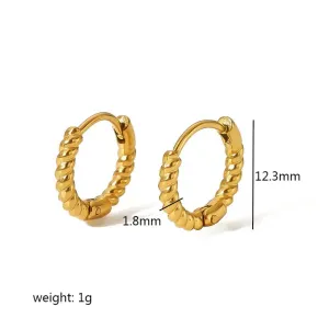 1 Paire De Boucles D'Oreilles Créoles Torsadées Classiques Simples En Acier Inoxydable Plaqué Or  Avec Pendentif En Perle Pour Bijoux Pour Femmes À Porter Au Quotidien h5 Image2