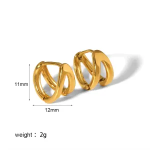 1 Paire De Boucles D'Oreilles Créoles Géométriques Classiques En Acier Inoxydable Plaqué Or Pour Femme, Série Simple h5 Image2