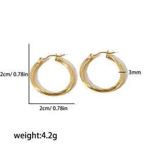 1 Paire De Boucles D'Oreilles Torsadées Élégantes En Acier Inoxydable Plaqué Or , Adaptées Au Port Quotidien Des Femmes h5 Image2