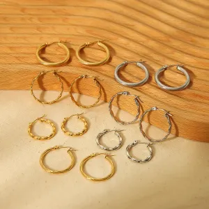 1 Paire De Boucles D'Oreilles Torsadées Élégantes En Acier Inoxydable Plaqué Or , Adaptées Au Port Quotidien Des Femmes h5 