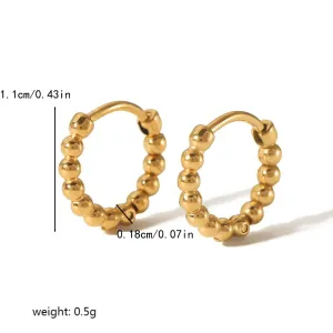 1 Paire De Boucles D'Oreilles Rondes En Acier Inoxydable Plaqué Or 19 Carats, Simples Et Tendance, Pour Femmes, À Porter Au Quotidien h5 Image2
