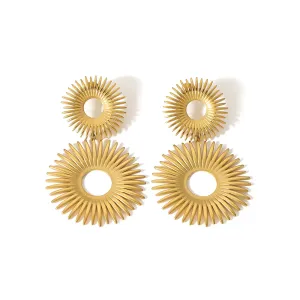 1 Paire De Boucles D'Oreilles Pendantes Géométriques Classiques En Acier Inoxydable Plaqué Or Pour Femme, Série Simple h5