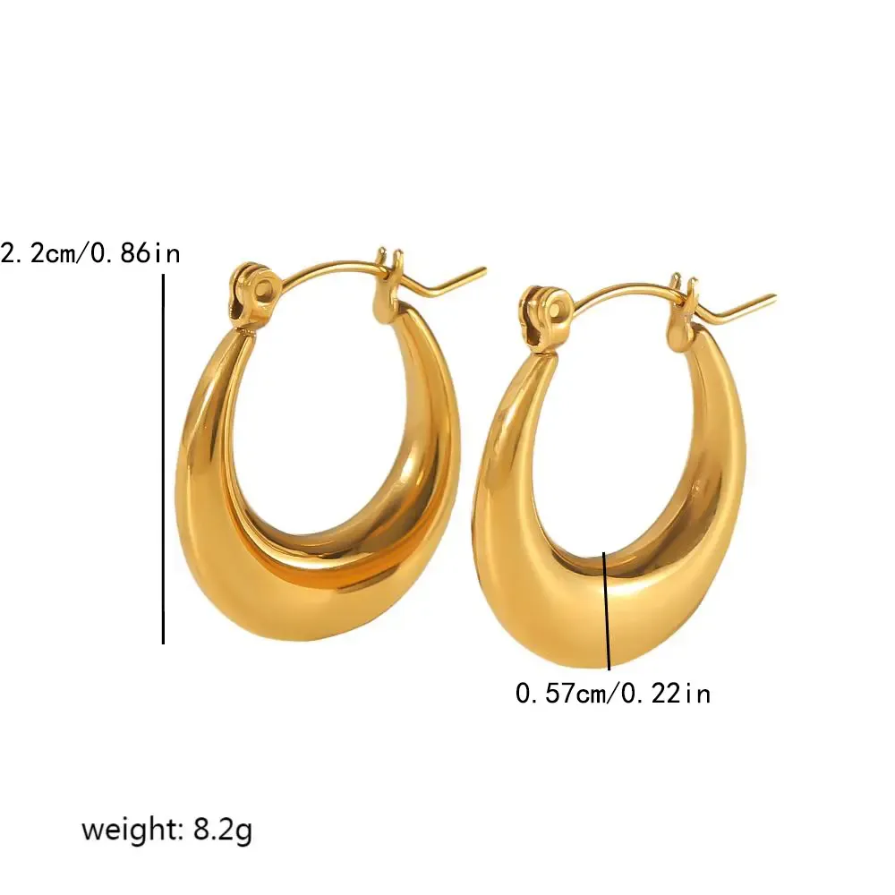 1 Paire De Boucles D'Oreilles Classiques En Acier Inoxydable Plaqué Or Polies Pour Femmes À Porter Au Quotidien Image2