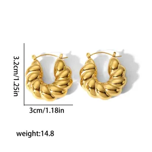 1 Paire De Boucles D'Oreilles Classiques En Acier Inoxydable Plaqué Or  En Forme De U Torsadé Épais Pour Bijoux Pour Femmes À Porter Au Quotidien h5 Image2