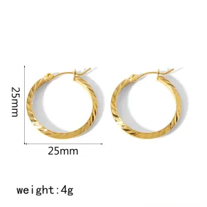 1 Paire De Boucles D'Oreilles Créoles Géométriques Quotidiennes En Acier Inoxydable Plaqué Or  Pour Femme h5 Image2