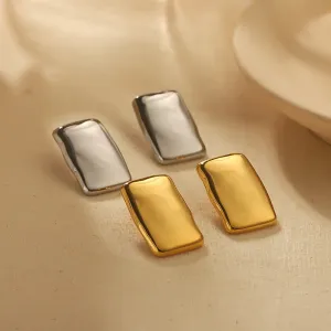 1 Paire De Boucles D'Oreilles Rectangulaires Lisses En Acier Inoxydable Plaqué Or  Personnalisées Pour Bijoux Pour Femmes À Porter Au Quotidien h5 